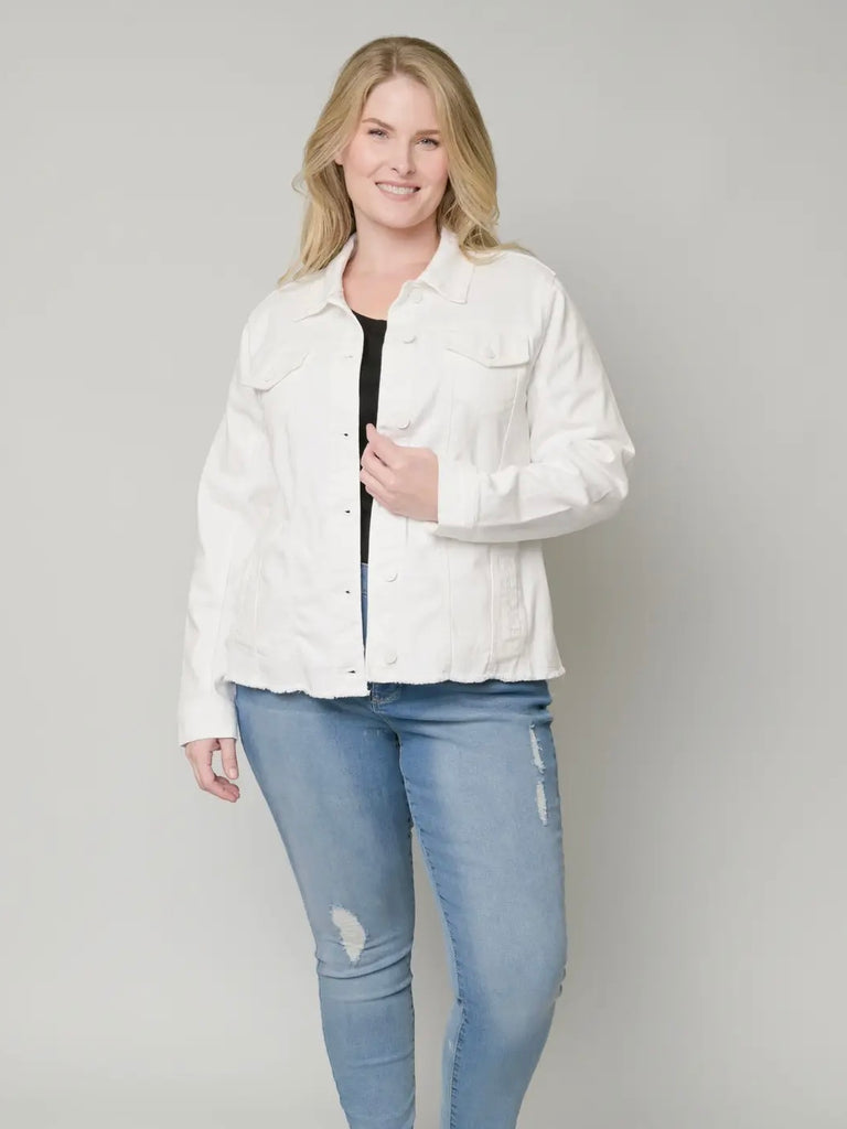 Olivia Frayed Edge Denim Jacket - White
