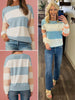 Blue and Peach Striped Long Sleeve