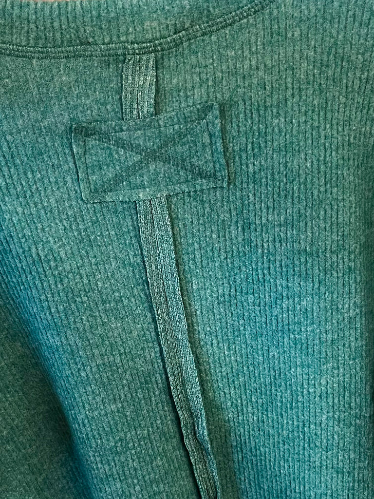 Rachel Brushed Rib Pocket Long Sleeve - Evergreen