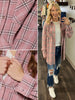 Kristine Oversized Raw-Hem Flannel - Blush