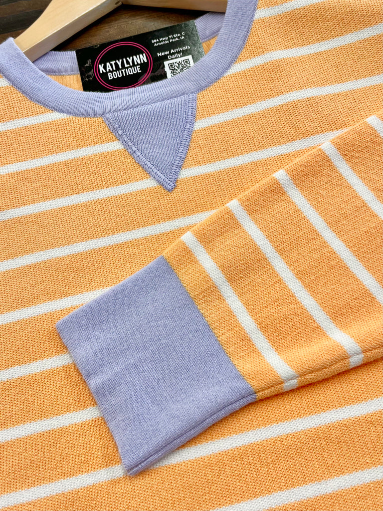 River Lavender Trimmed Striped Sweater