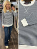 Melanie Striped Crewneck - White/Navy