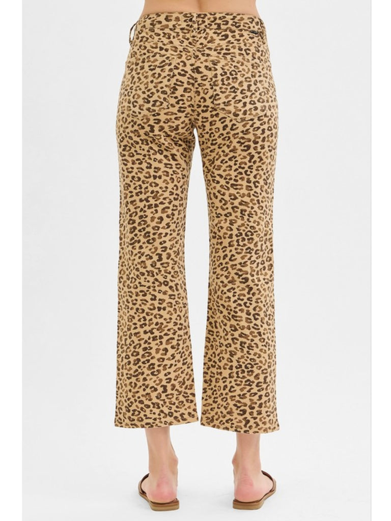 Steph Mid-Rise Straight Ankle Denim - Leopard