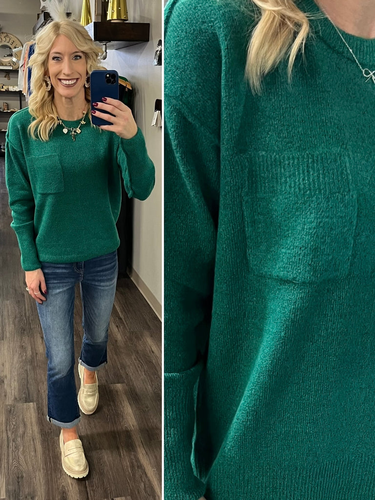 Mari Pocket Sweater - Evergreen