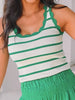 Ayla Scalloped Striped Tank - Green/White