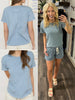 Bristol Exposed Seam Tee - Slate Blue