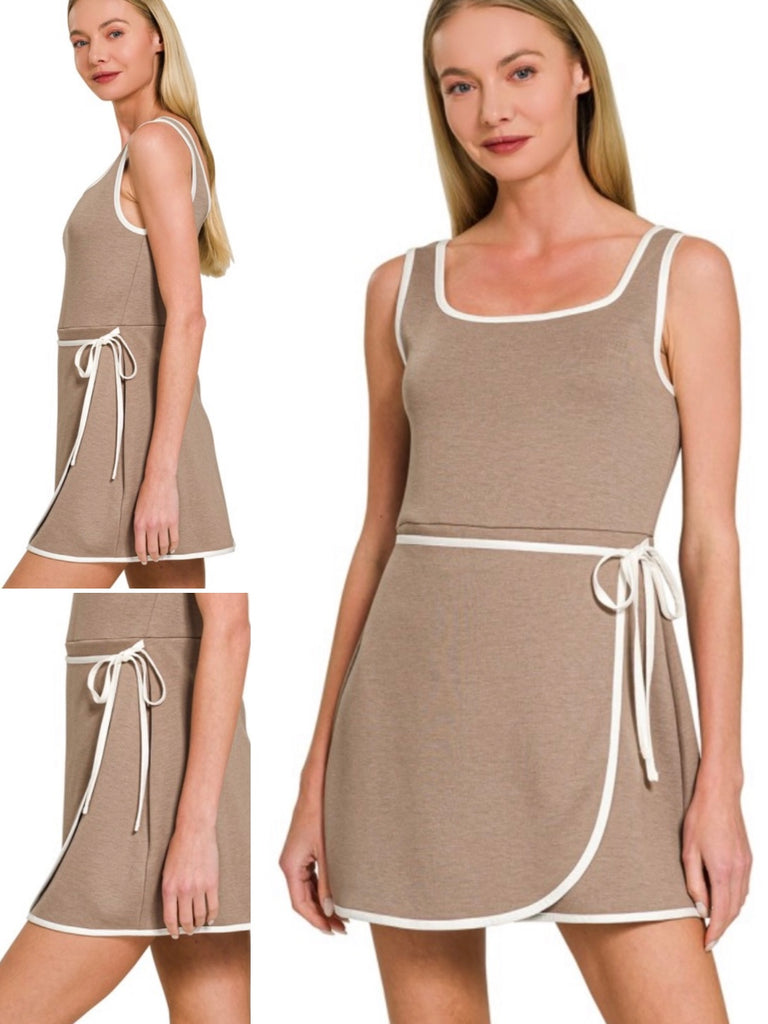 Evie Wrap Dress with Shorts - Khaki