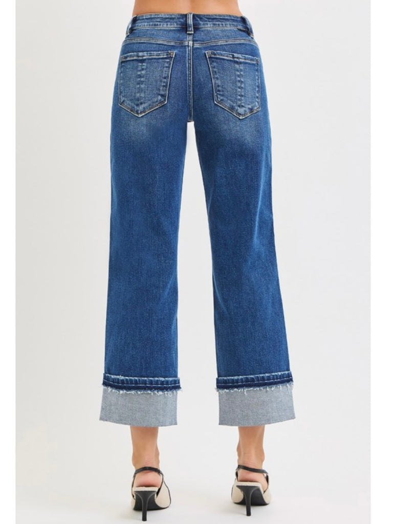 Morgan Mid-Rise Straight Denim with Release Cuff