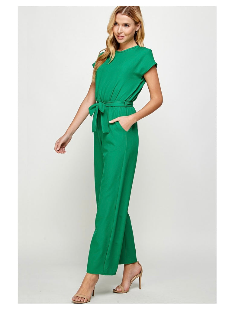 Lisa Cap Sleeve Jumpsuit - Kelly Green