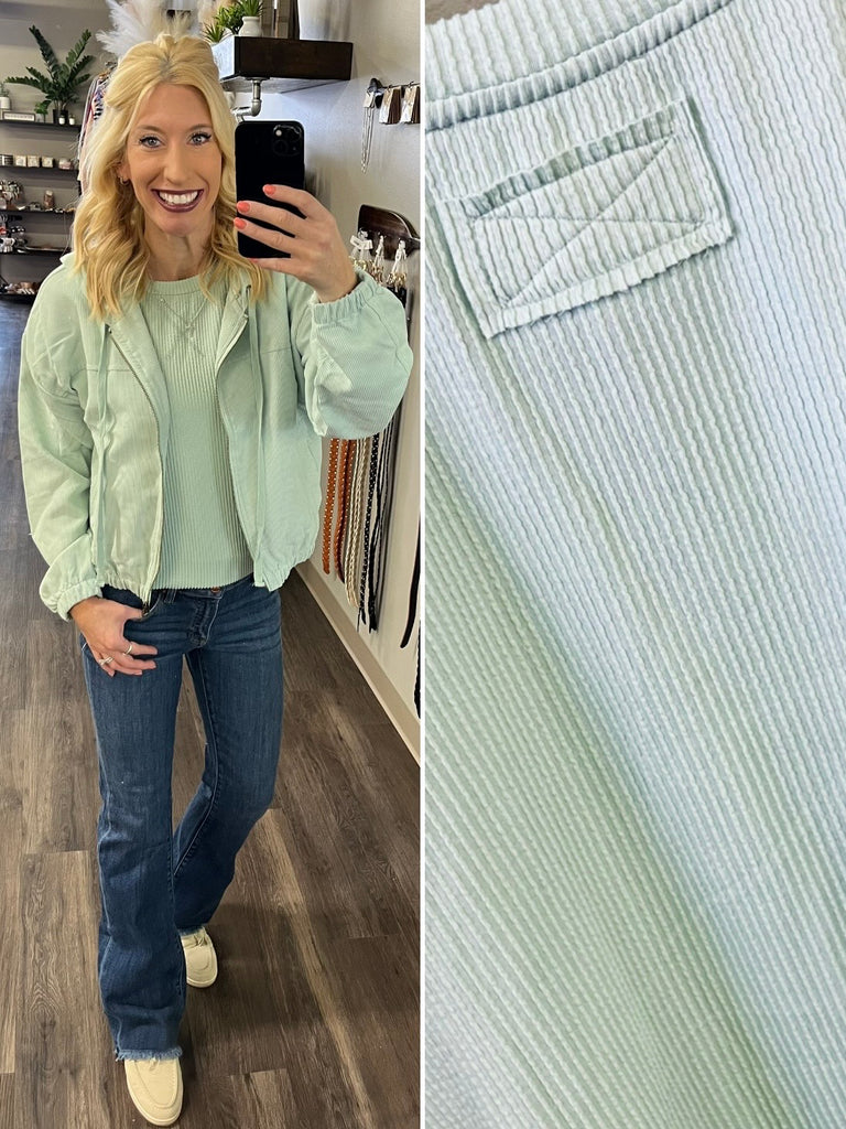 Rylee Ribbed Cap Sleeve - Mint Green