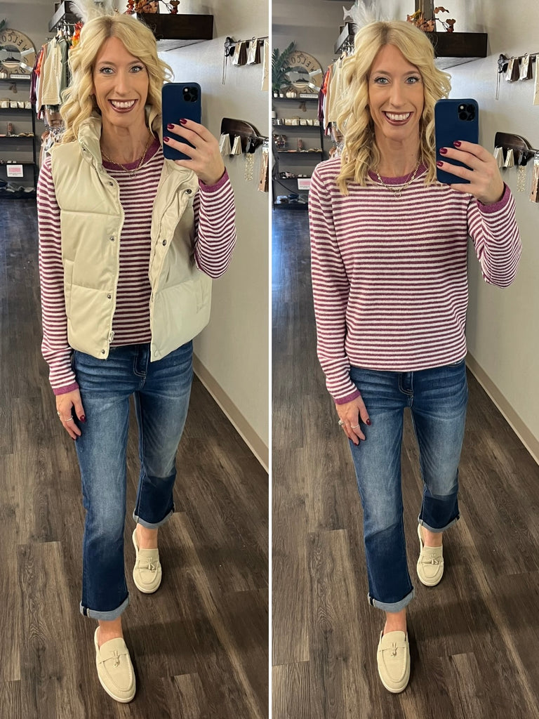 Courtney Striped Sweater - Magenta