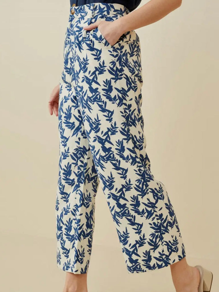 Zara Blue/White Floral Wideleg Pants