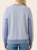 Aubrey Color Blocked Striped Crewneck - Blue