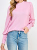 Angie Ribbed Mock-Neck - Baby Pink