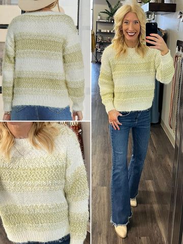 Mandy Blue Contrast Stripe Top