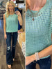 Leslie Open Knit Tank - Teal