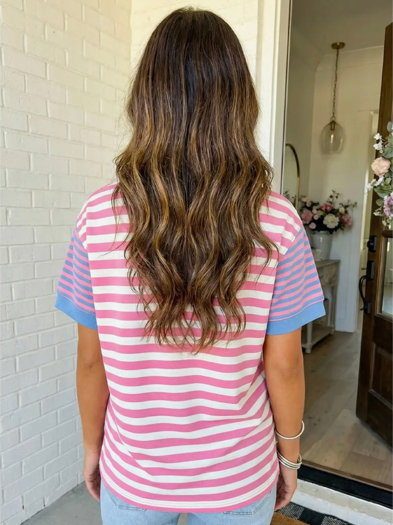Kaleigh Pink Stripe Tee