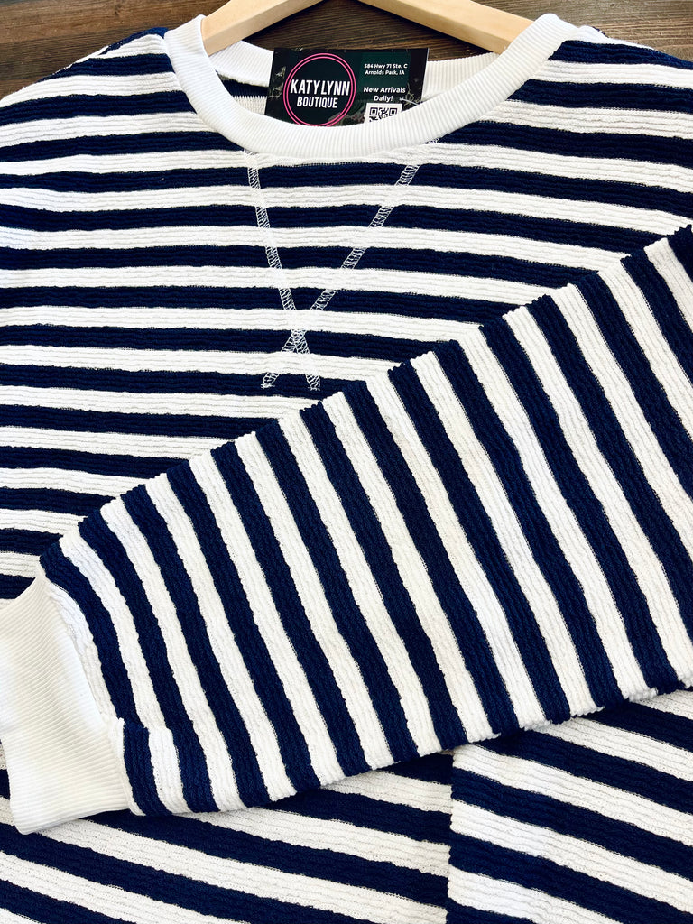 Claire Striped Crewneck - Navy