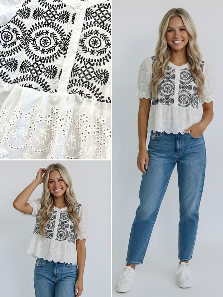 Kallie Eyelet Lace Blouse