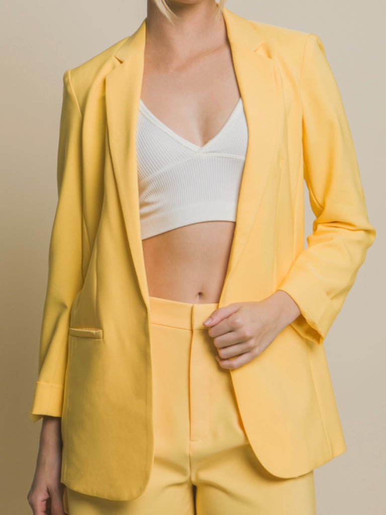 Marisa Cuffed Sleeve Blazers - Pineapple