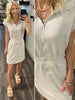 Zoe Mid-Zip Pocket Dress - Mocha Cream