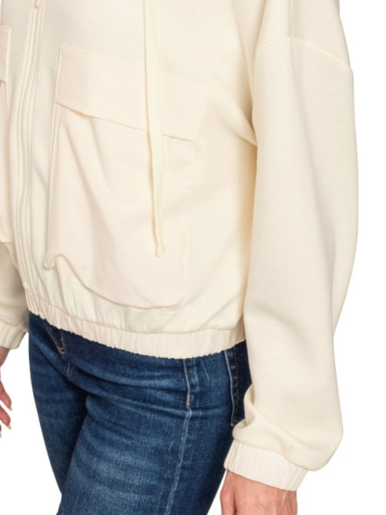 Jenna Zip Up Hoodie - Cream