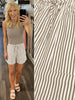 Vida Striped Shorts - Taupe/White