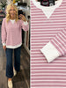 Aubrie Striped Crewneck - Light Pink/Cream