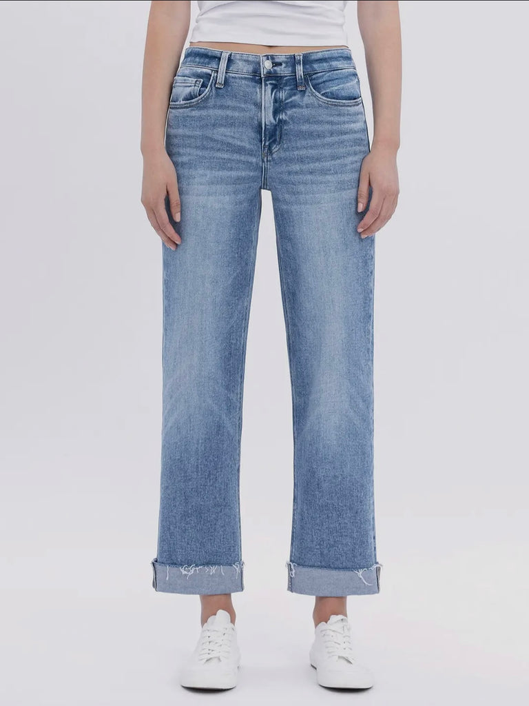 Brandie High-Rise Cuffed Crop Straight Denim