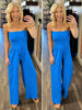 Raven Strapless Wide-Leg Jumpsuit -Blue