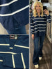 Trinity V-Neck Sweater - Navy/Ivory