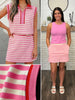 Linda Pink Stripe Skort Set
