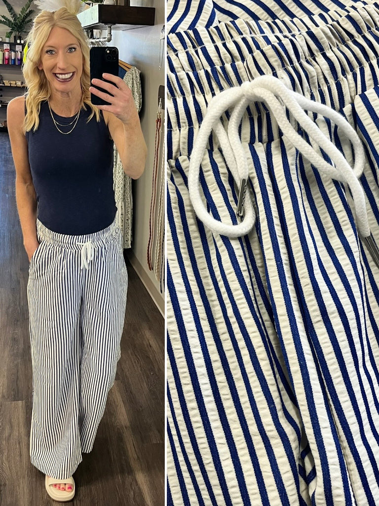 Riley Pinstripe Drawstring Pant