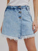 Krissy Denim Frayed-Trim Skort