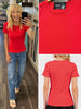 Amara Ribbed Short Sleeve Tees - Red