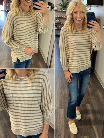Shannon Ruffle Accent Crewneck - Cobalt Blue