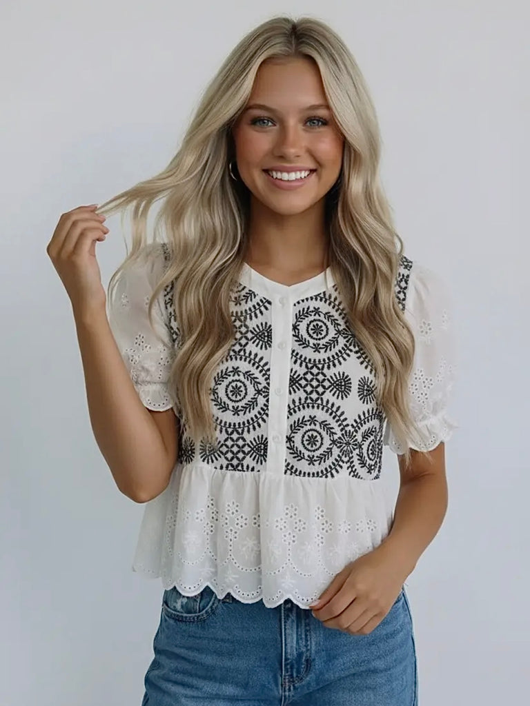 Kallie Eyelet Lace Blouse