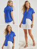 Carmen Button-Up Blouse - Royal