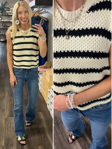 Rachel Short Sleeve Knit Sweater