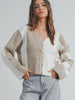 Rhonda Color-Block Cardigan - Taupe/Cream