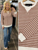 Aubrie Striped Crewneck - Mocha/Cream