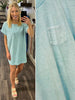 Lacee Mineral Wash T-Shirt Dress - Dusty Teal
