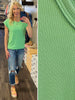 Katrina Ribbed Cap Sleeve Top - Apple Green