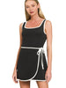 Evie Wrap Dress with Shorts - Black