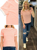 Cora Contrast Striped Tee - Coral