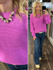 Terri Waffle Knit Sweater - Magenta