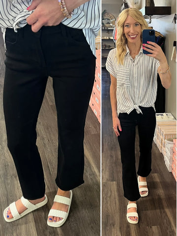 Lacee Mid Rise White Flare Jeans