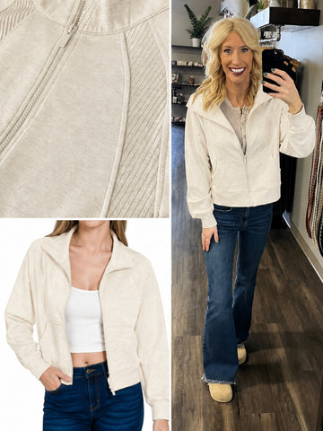 Belle Scuba Zip Jacket - Tan