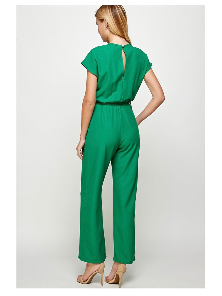 Lisa Cap Sleeve Jumpsuit - Kelly Green