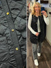 Zara Long Button Vest - Black